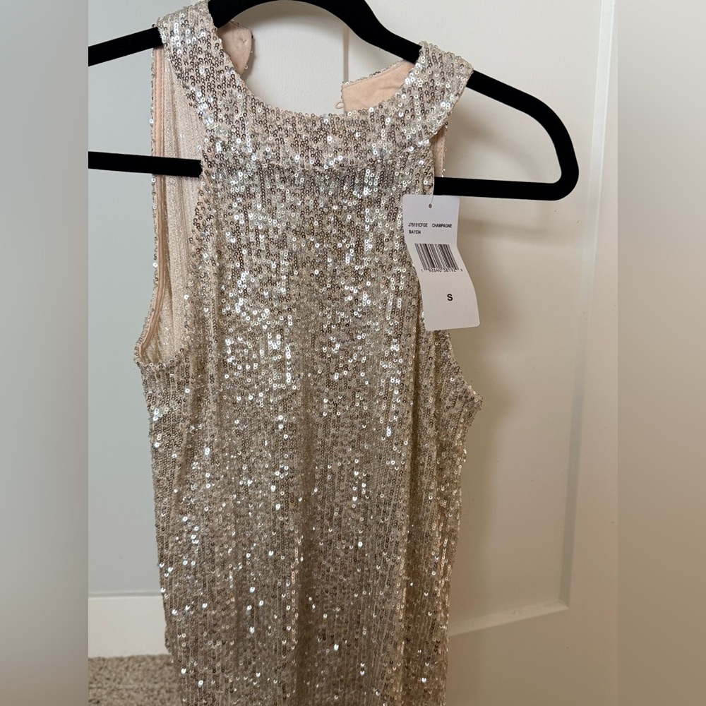 Sequin Tank Top in Champagne